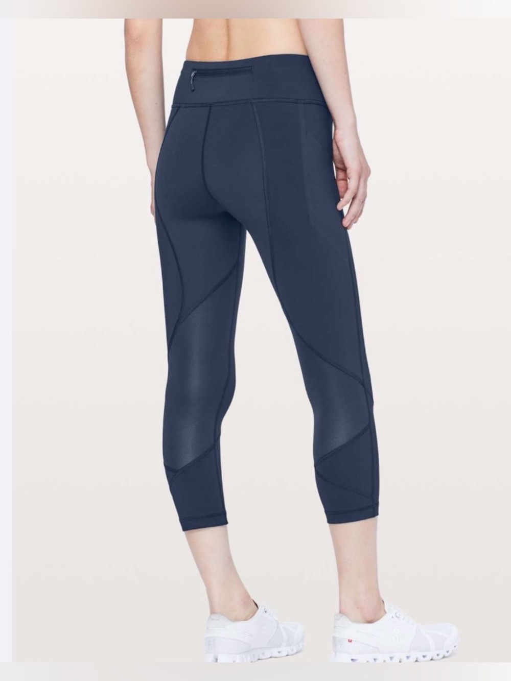 Lululemon Pace Rival Crop black mesh pindot